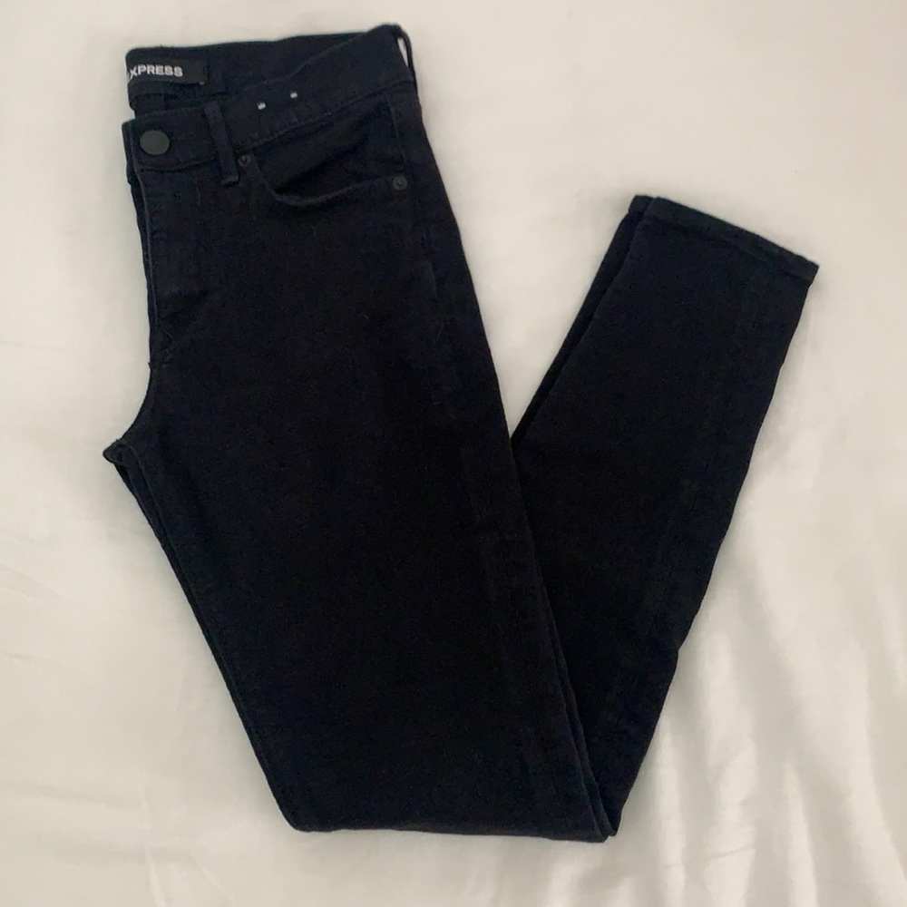 Express brand black stretch skinny jeans sz 4 Reg